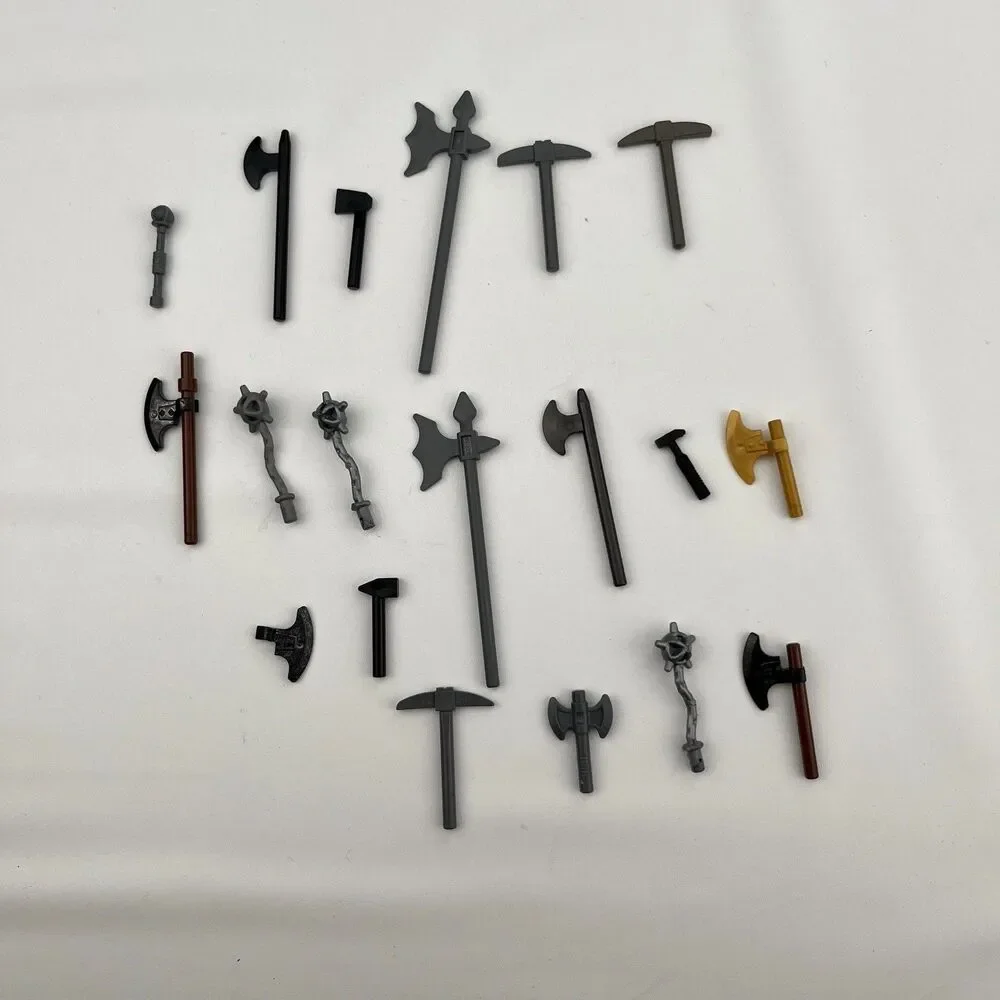 Lego Lot Star Wars Ninjago Gray Black WEAPONS Minifig Axe Sword Weapon 19 Pc.
